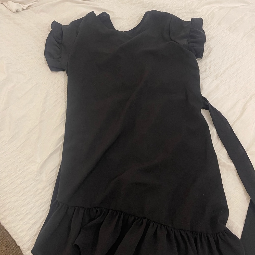 BLACK WRAP TIE DRESS EXPRESS
